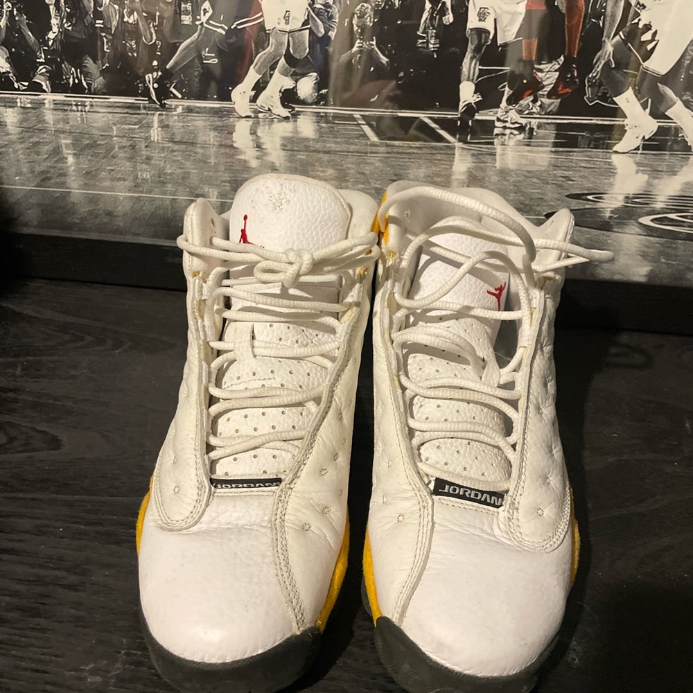 Kids White and Yellow Basketball Shoes
